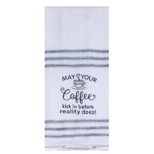 Embroidered Kitchen Tea Towel Funny Gift Coffee Lovers